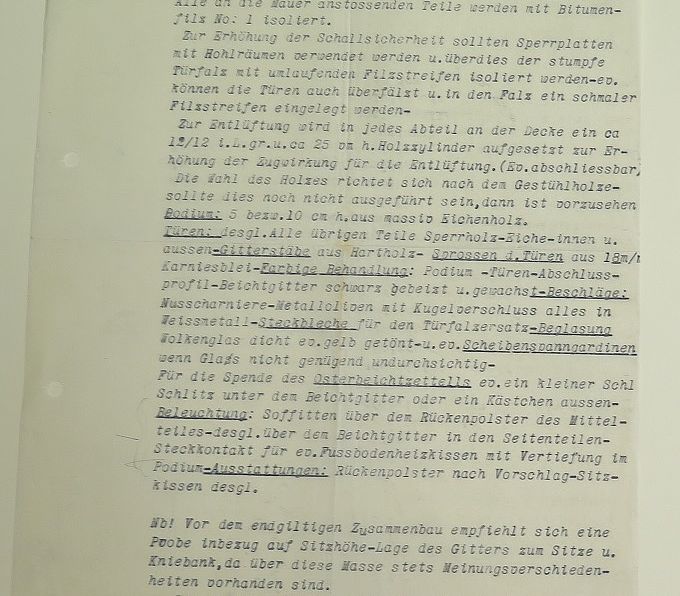 Leistungsverzeichnis Beichtstuhl Fritz Fuchsenberger Dezember 1935 Archiv KKG Salvator-Lichtenrade