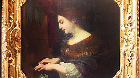 Carlo Dolci, Die Heilige Cäcilia an der Orgel, Kopie: Adele Haase, ca. 1914 - Salvator-Kirche Berlin-Lichtenrade