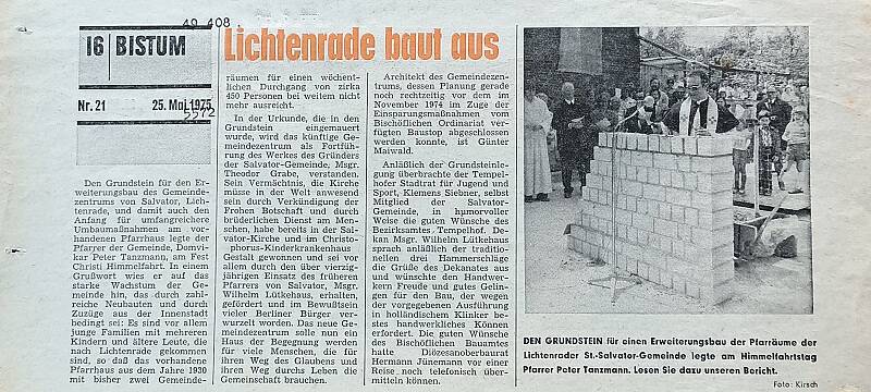 Petrusblatt zur Grundsteinlegung am 8. Mai 1975 - Privatbesitz