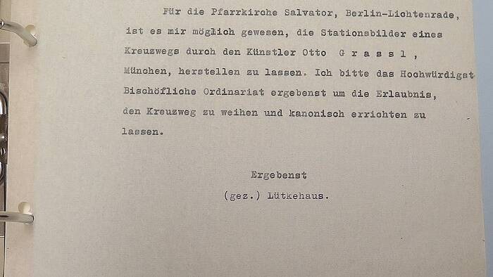 Antrag Kreuzwegerrichtung Grassl Pfr Lütkehaus 3. März 1943 Archiv Katholische Kirchengemeinde Salvator Lichtenrade