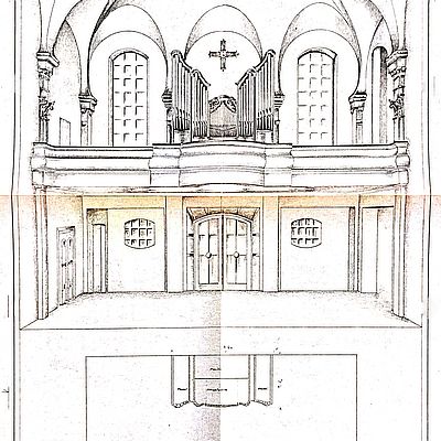 Entwurf für den Orgelprospekt 1963 - Firma Romanus Seifert, Kevelaer, Privatbesitz