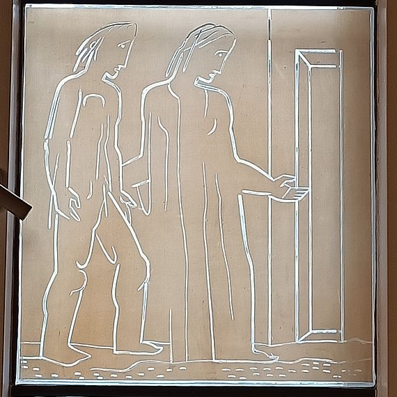 Ludwig Gies Fremde beherbergen Salvator Fenster Werke der Barmherzigkeit 6. 2. 2022