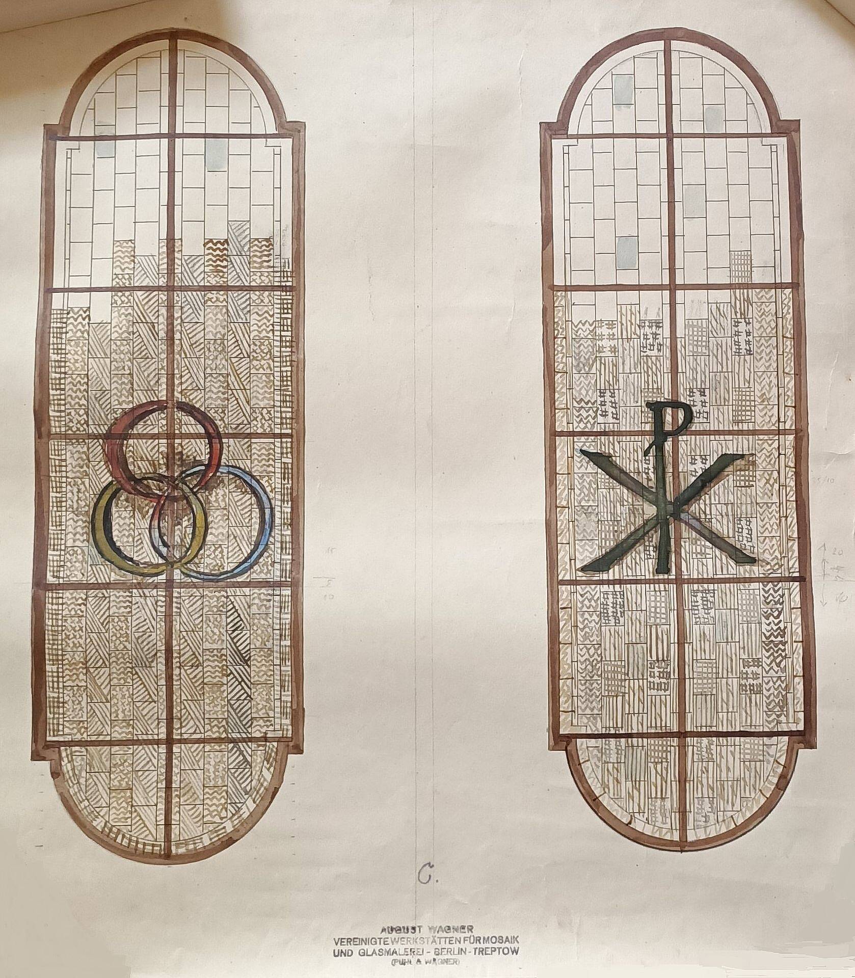 Entwürfe für Chorfenster, Charles Crodel, nicht ausgeführt, 1948 - Archiv der Katholischen Gemeinde Salvator Lichtenrade