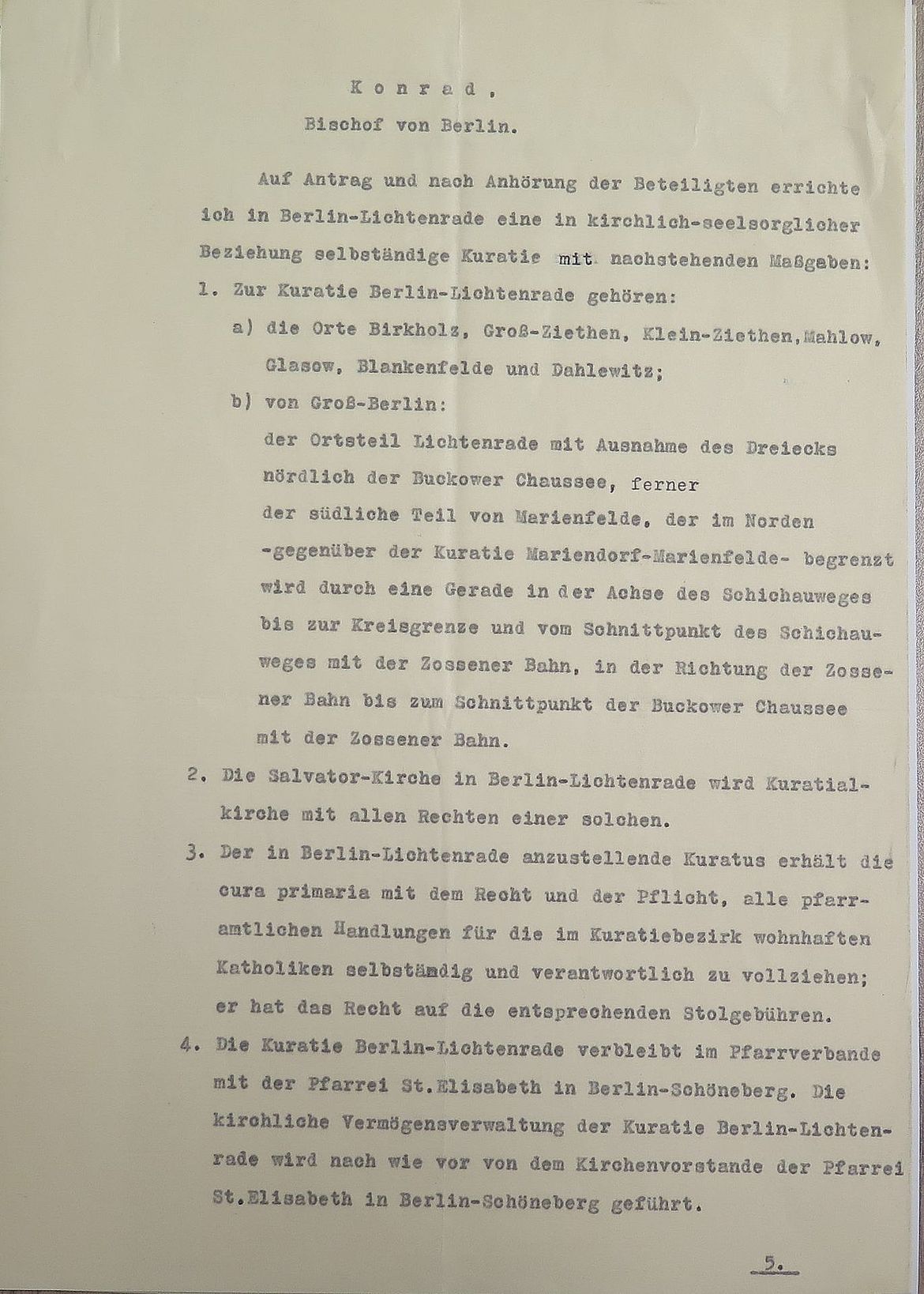 Urkunde Kuratie 1936