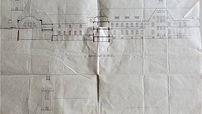 Entwurf des Kinderkrankenhauses und der Salvatorkirche, Bernhard Hertel 1920 - Archiv Salvator-Lichtenrade